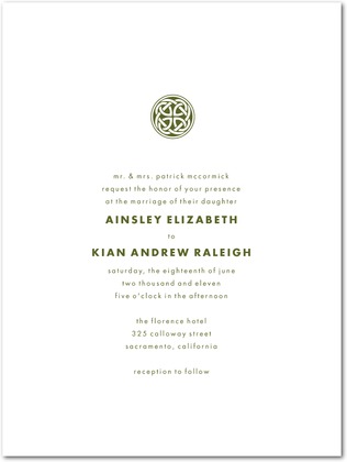 This is a nice basic example of Celtic Wedding Invitations