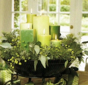 Wedding Centerpieces  Candles  Flowers on You Can Use Green Candles Greenery Or Mini Pine Trees