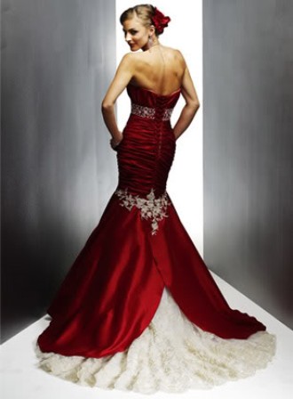 red winter wedding gown