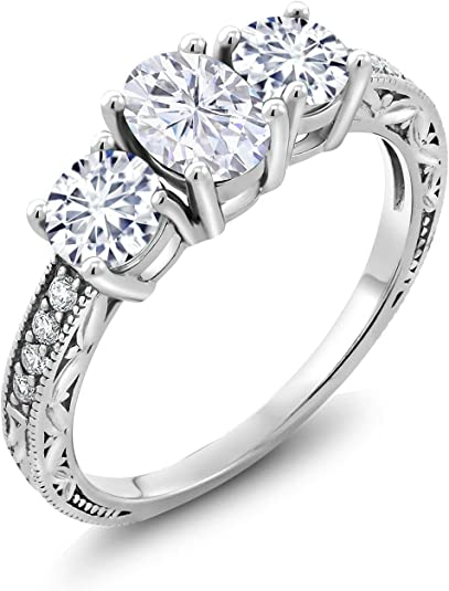 14K 3-Stone Moissanite Engagement Ring