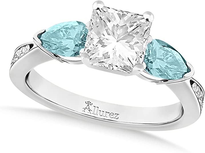 18K 3-Stone Pear Cut Blue Sapphire and Diamond Ring