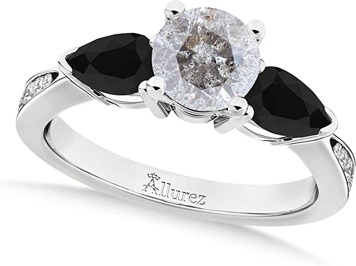 3 Stone Black and Salt and Pepper Diamond Ring