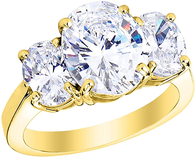 3 stone engagement rings, 3 Three Stone Oval Diamond Engagement Ring 14K Yellow Gold (H-I Color VS1-VS2 Luxury Collection), yellow gold 3 stone diamond ring