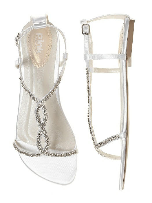 Beach wedding sandals with rhinestone accents