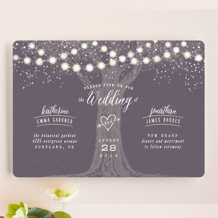garden lights wedding invitation