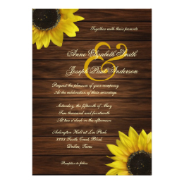 Rustic sunflower wedding invitations