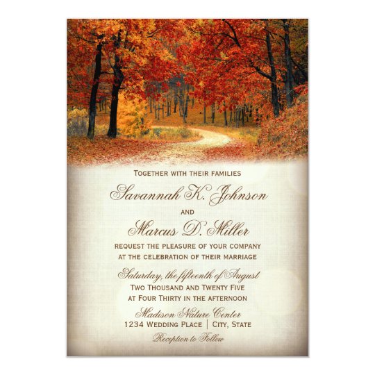 Rustic Fall Leaves Autumn Wedding Invitations