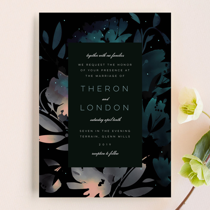 midnight garden wedding invitations, fall wedding invitations