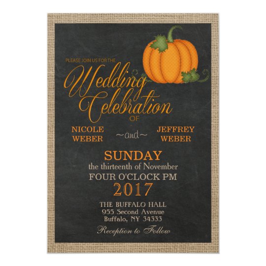 Autumn Pumpkin Country Barn Wedding Invitation