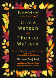 Bold Autumn Leaves Bordered Wedding Invitation