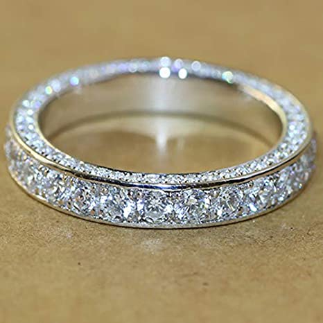 CZ Wedding Rings, CZ Wedding Bands, Full Eternity Stackable CZ Sterling Silver Eternity Wedding Ring