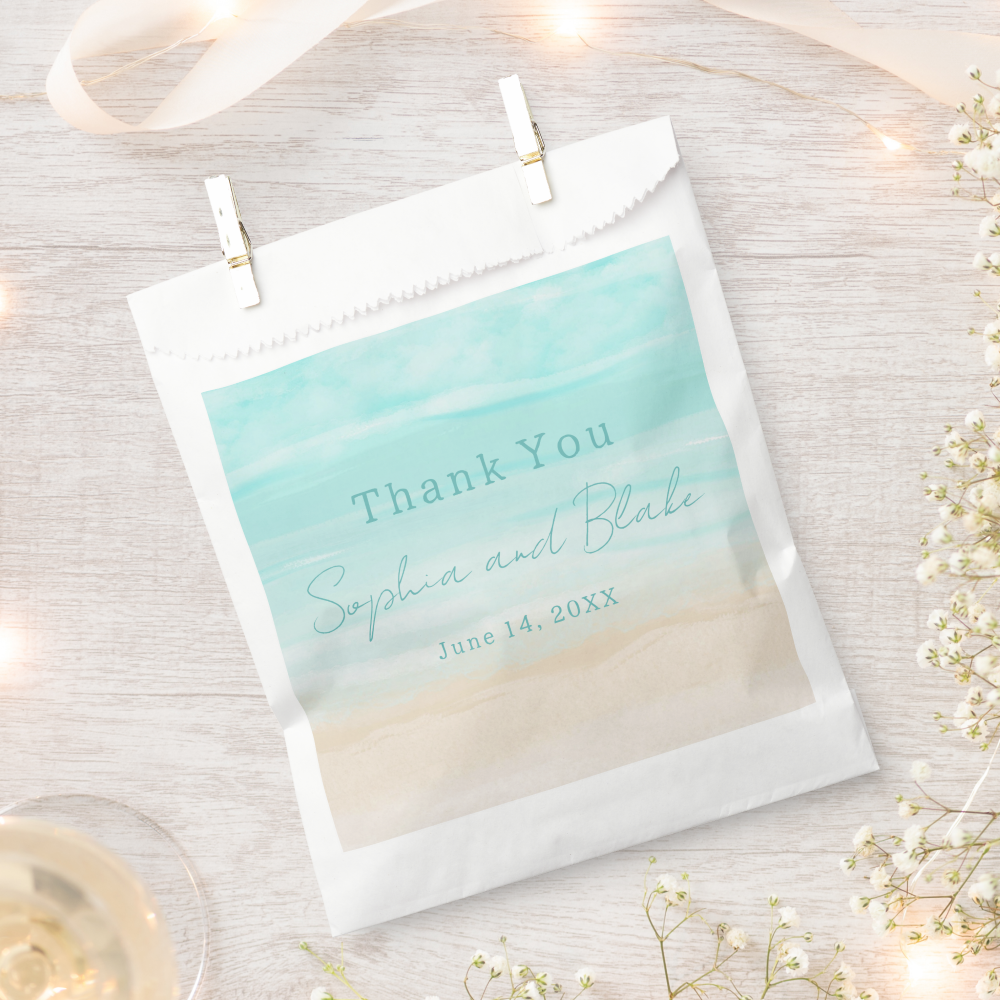 Modern Abstract Beach Wedding Favor Bags, DIY Wedding Ideas