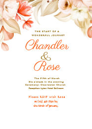 Golden Floral Arrangement Wedding Invitation