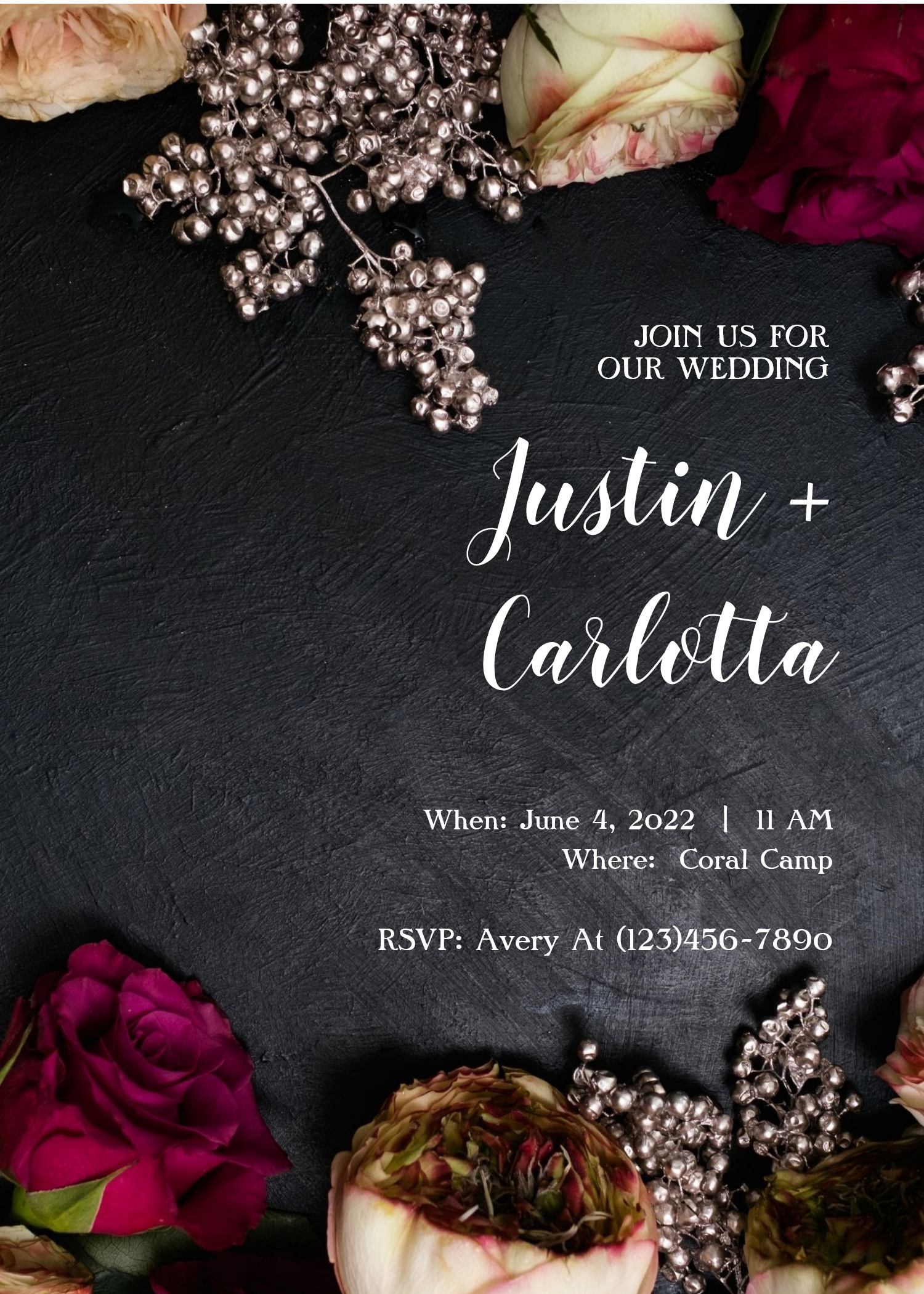 Gothic Flowers Wedding Invitation