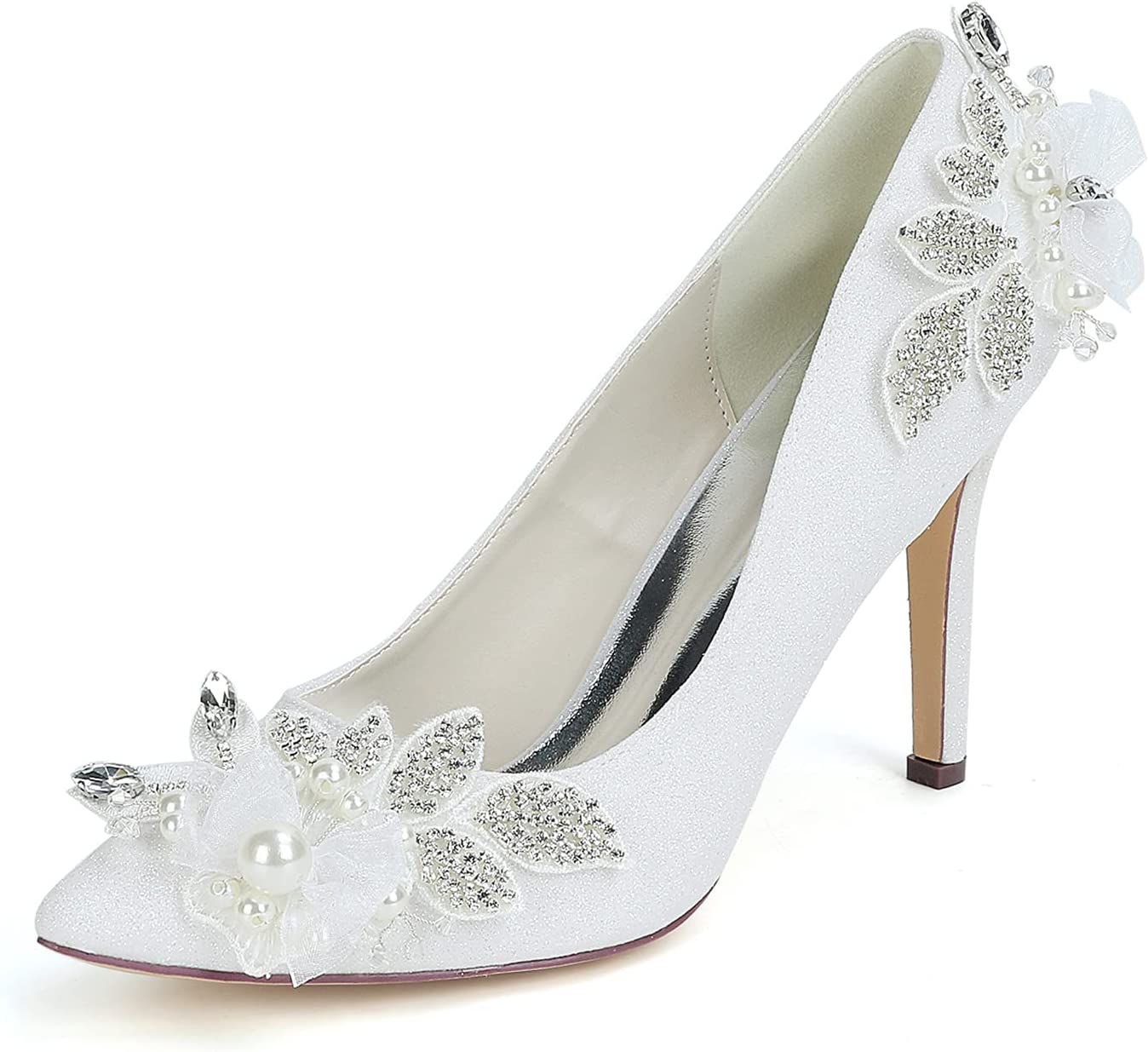 Bridal Heeled Sandals With Rhinestone Flowers