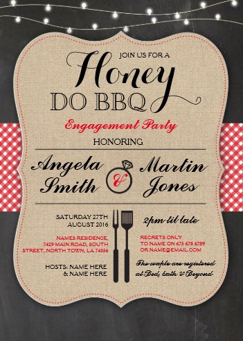 Honey Do BBQ Engagement Party Invitation