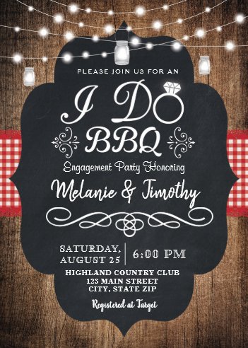 I DO BBQ Rustic Country Engagement Party Invitation