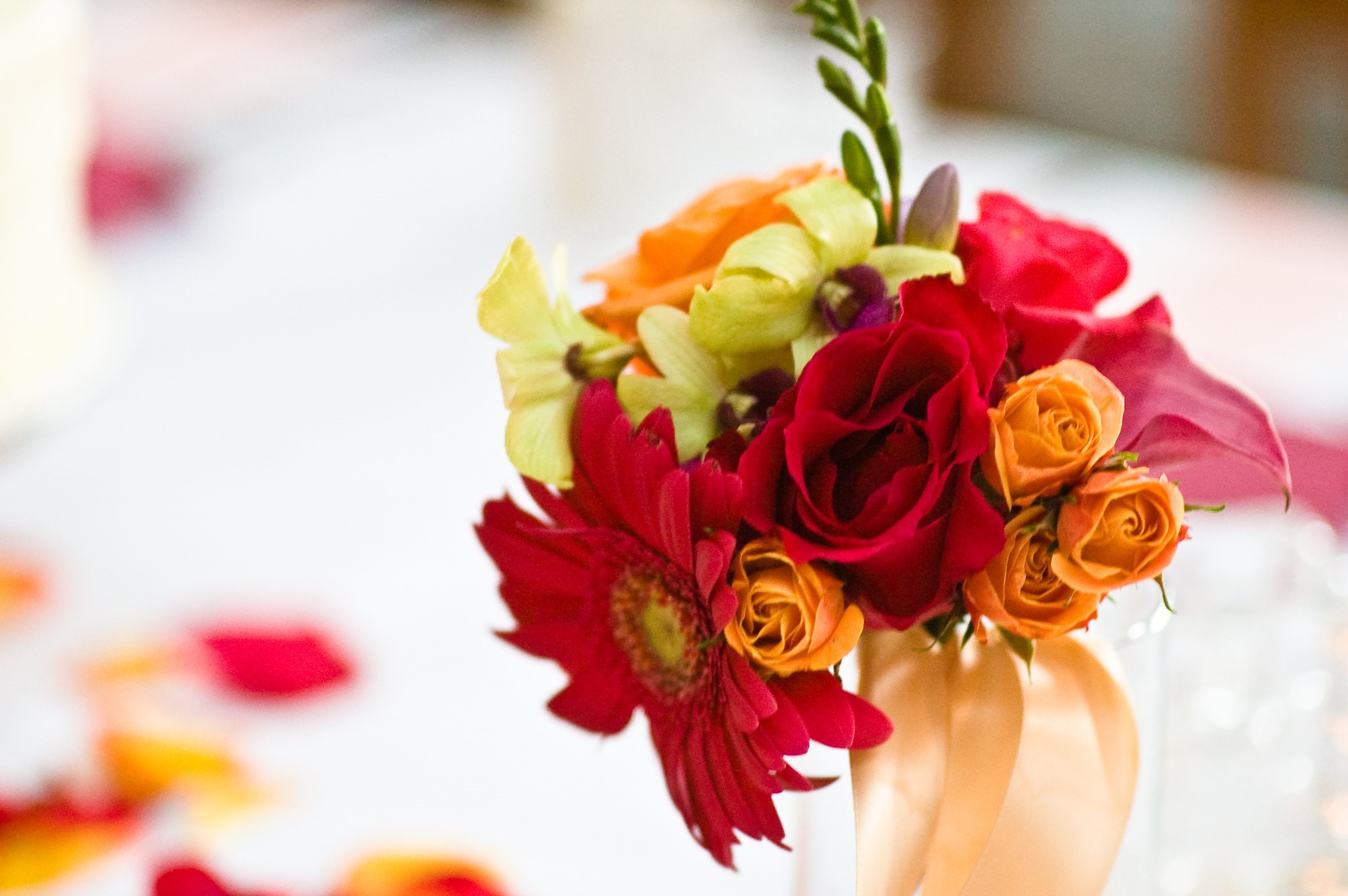 Pretty Red, Orange and yellow wedding bouquet