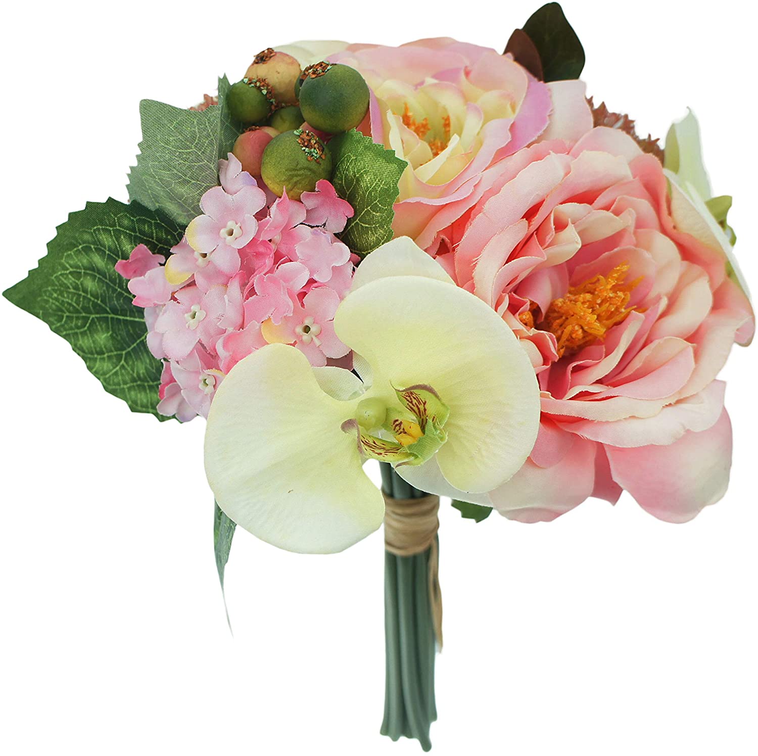 8" Artificial Mix Roses Hydrangeas Orchids Wedding Bouquet