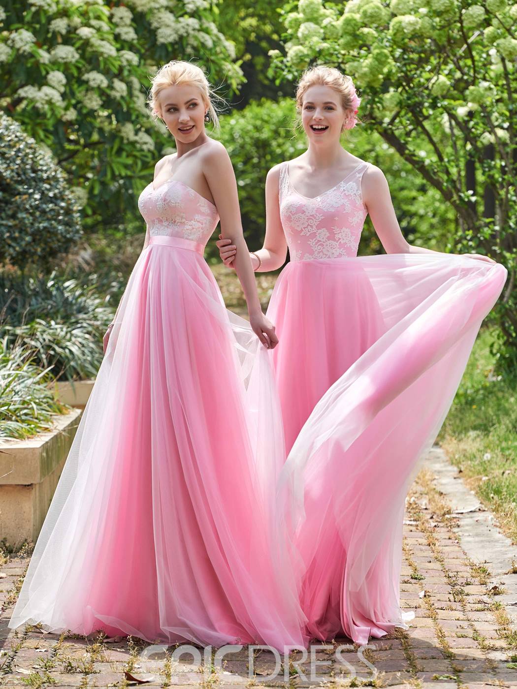 Pretty Pink A-Line Lace Sweetheart Bridesmaid Dress