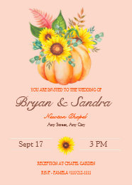 Sunflower and Pumpkin Wedding Invitation