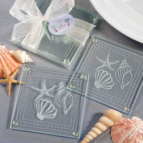 Seashell Glass Coaster Wedding Favor