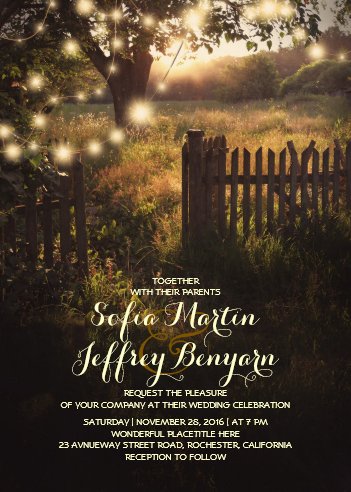 String Lights Rustic Country Wedding Invitation