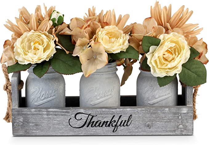 Rustic Thankful Mason Jar Holder