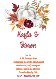 Watercolor White Pumpkin Floral Wedding Invitation