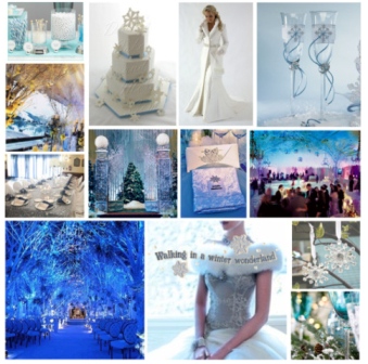winter wedding reception, winter wedding collage, lue and white wedding ideas