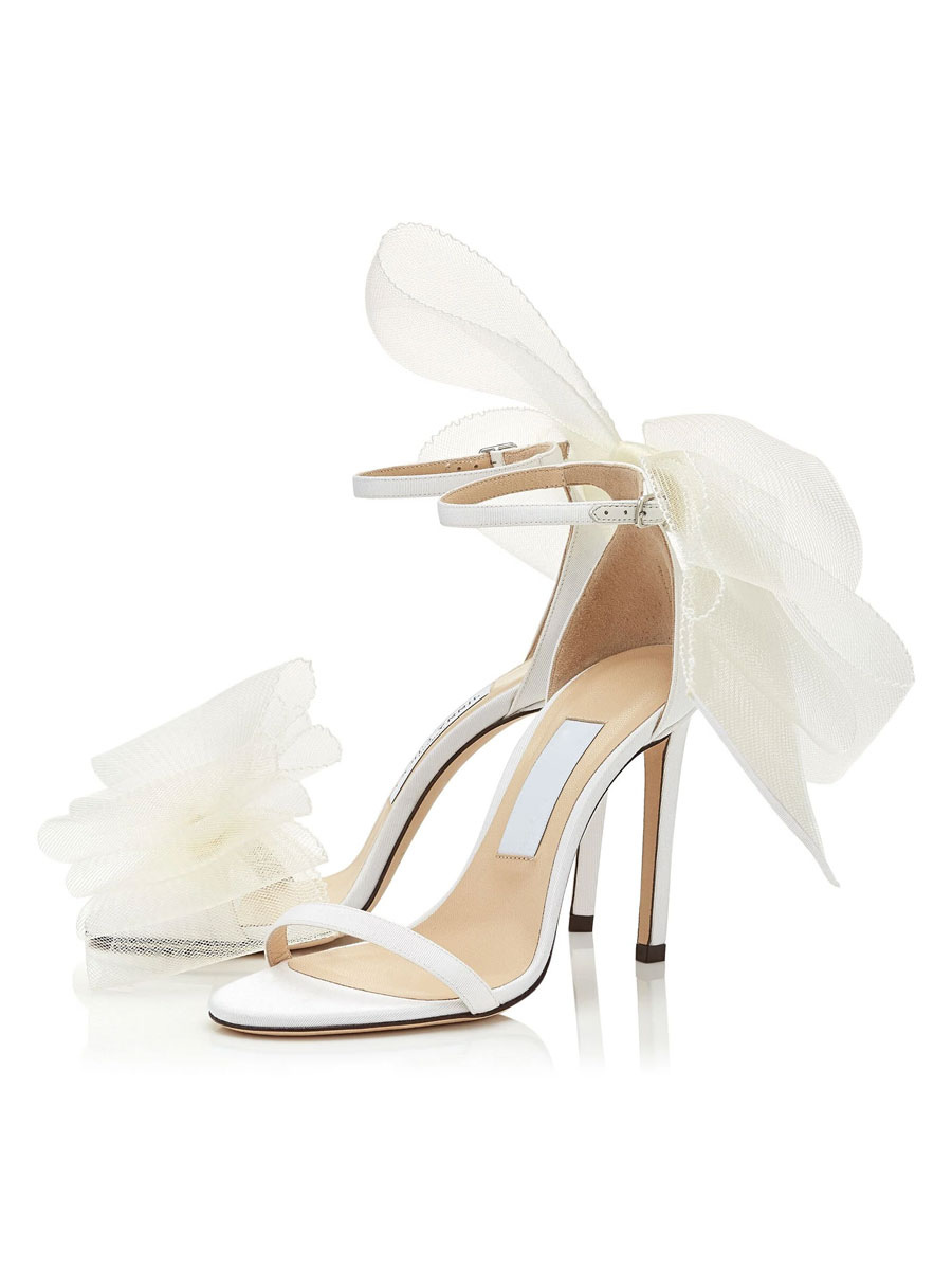 Womens Ankle Strap Bow Bridal Shoe