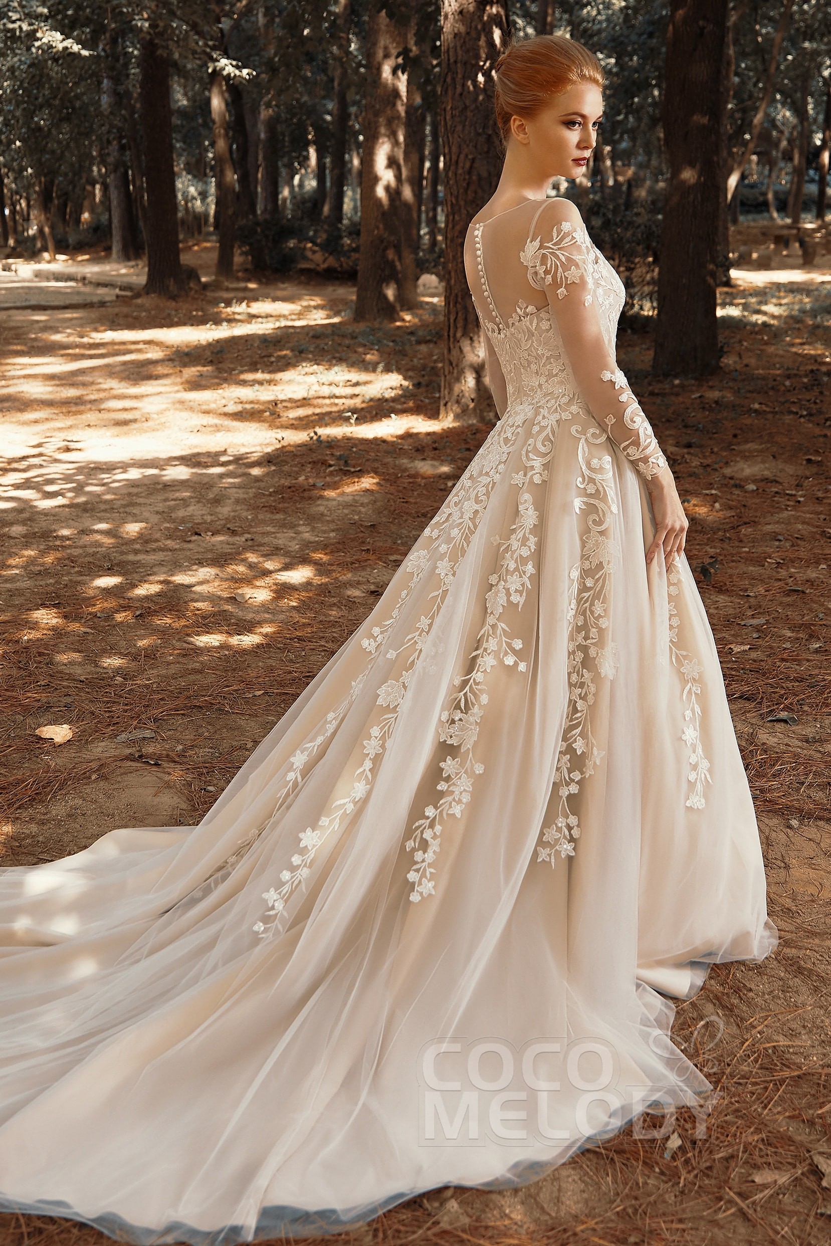 A-Line Court Train Tulle Wedding Dress