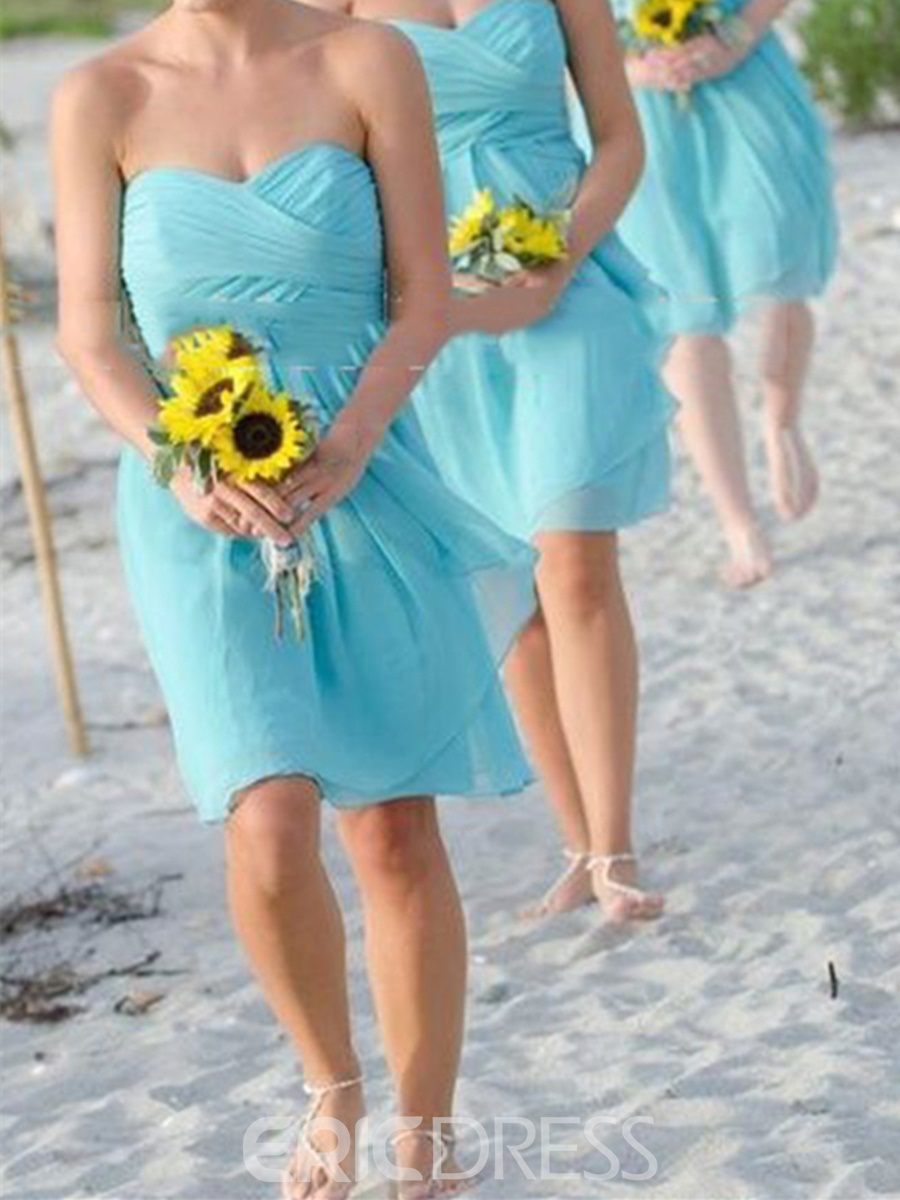 Turquoise Sweetheart A Line Beach Bridesmaid Dress