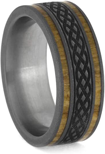Oak Wood Wedding Ring Engraved with Celtic Knot Design, alternative wedding rings, alternative wedding bands, wood wedding rings, wooden wedding rings