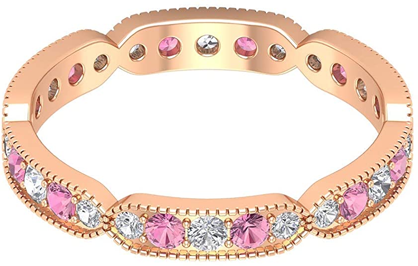 1/2 Ct Certified 2mm Tourmaline Wedding Band Ring, alternative wedding rings, alternative wedding bands, pink wedding bands, pink wedding rings