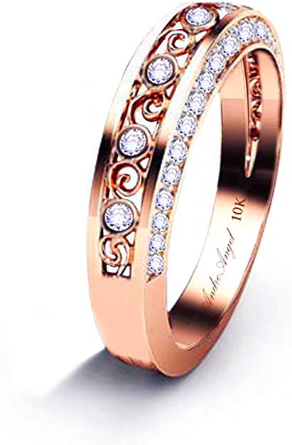 Rose Gold 10K Cubic Zirconia Stones Alternative to Diamonds Wedding Ring, alternative wedding rings, alternative wedding bands, unique wedding ring