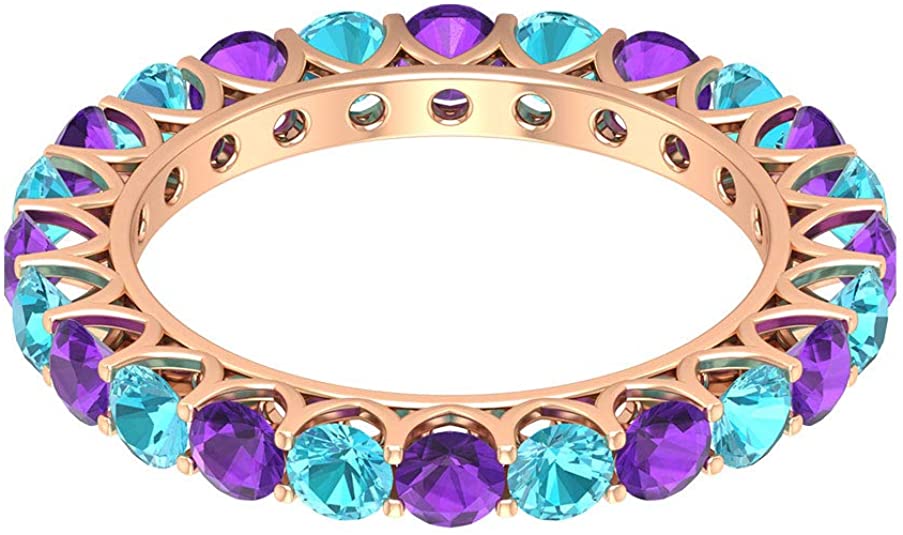 Vintage 2.64 CT Certified Blue Topaz Swiss Amethyst Wedding Ring, alternative wedding rings, alternative wedding bands, blue topaz wedding rings, blue and purple wedding ring