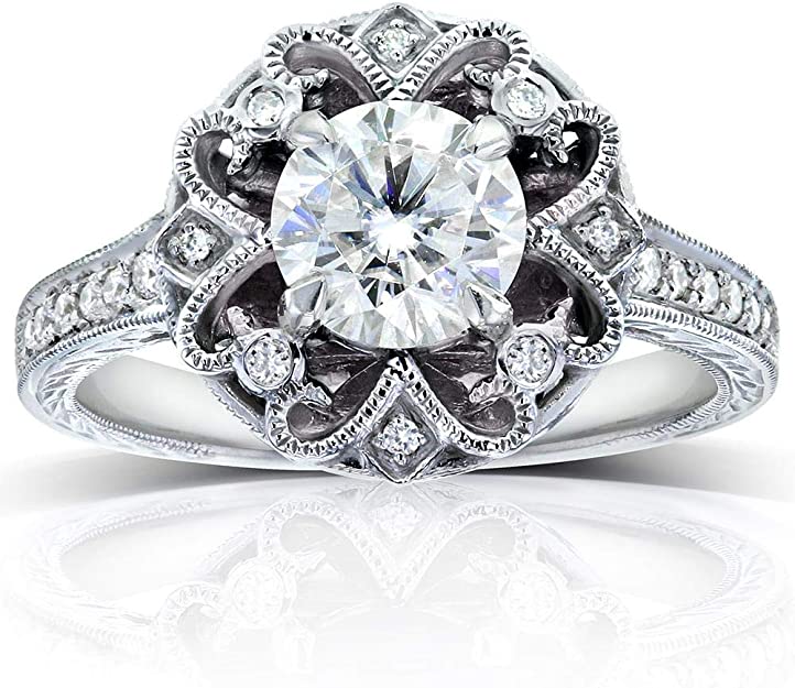 antique design engagement ring, ntique Round-cut Diamond Vintage Style Engagement Ring 1 1/5 Carat, unique vintage style engagement ring