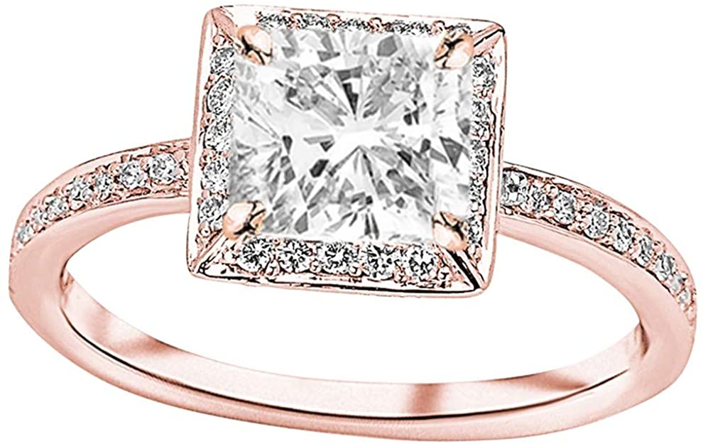 antique design engagement ring, White Gold Victorian Halo Style Square Shaped Pave Set Round GIA Certified Cushion Cut Diamond Engagement Ring, rose gold victorian engagement ring