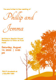 Autumn Trees Silhouette Wedding Invitation
