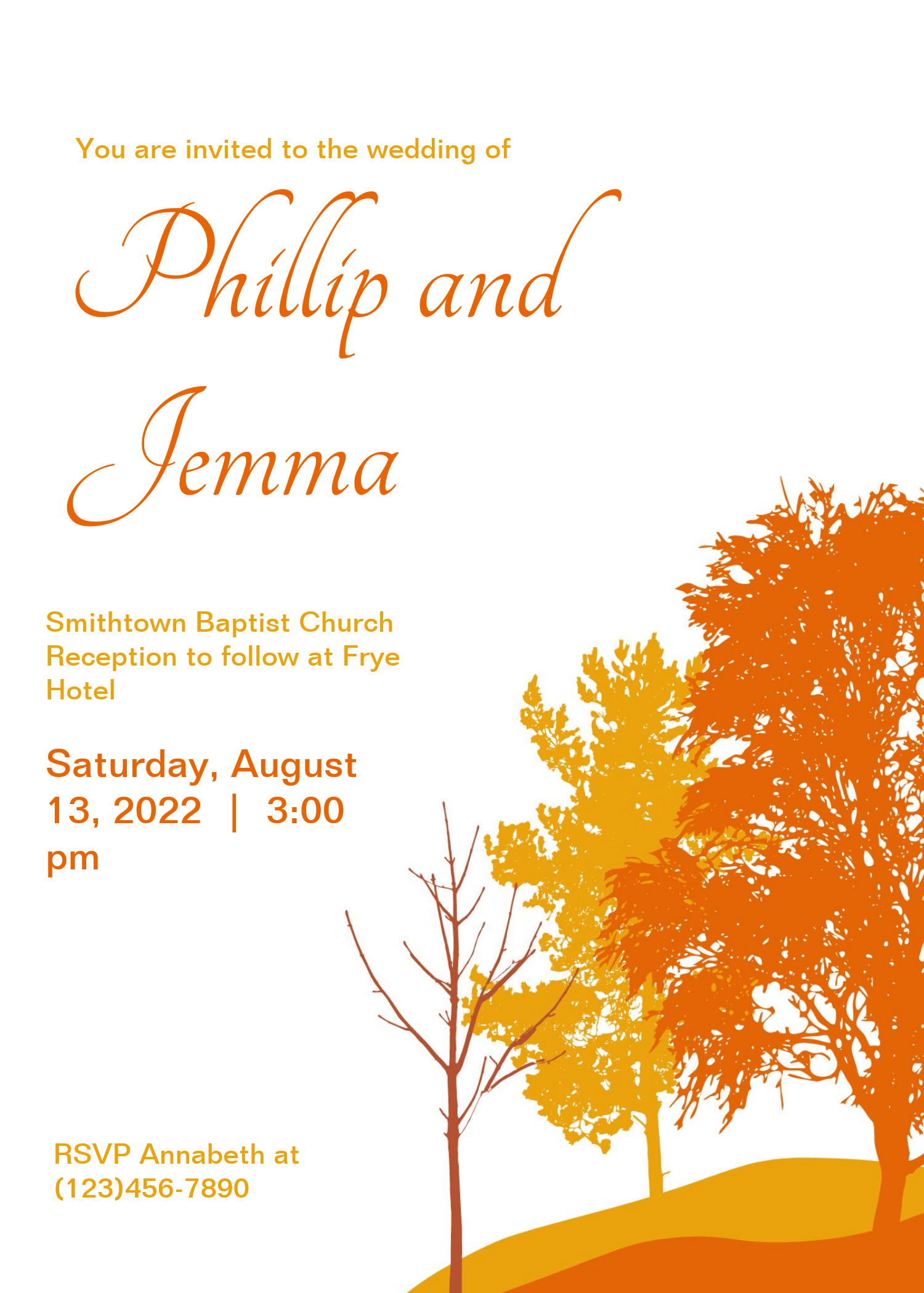 Autumn Trees Silhouette Wedding Invitation