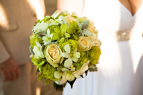 autumn wedding bouquet with green flowers