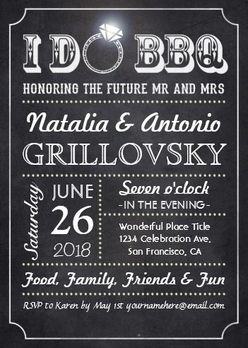 I DO BBQ Invitations - Chalkboard Wedding Invitations