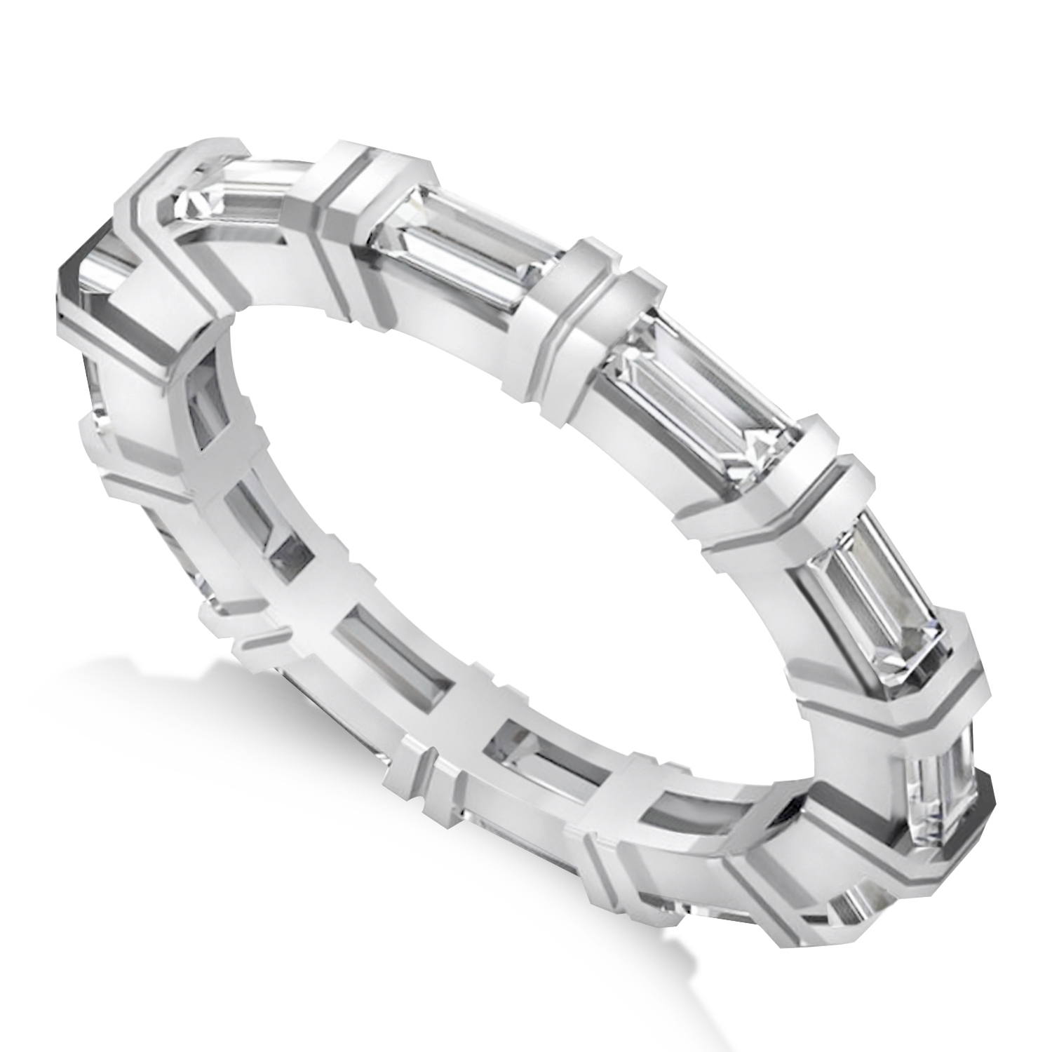BAGUETTE DIAMOND ETERNITY RING WEDDING BAND 14K WHITE GOLD, wedding band, wedding band photos, eternity wedding band