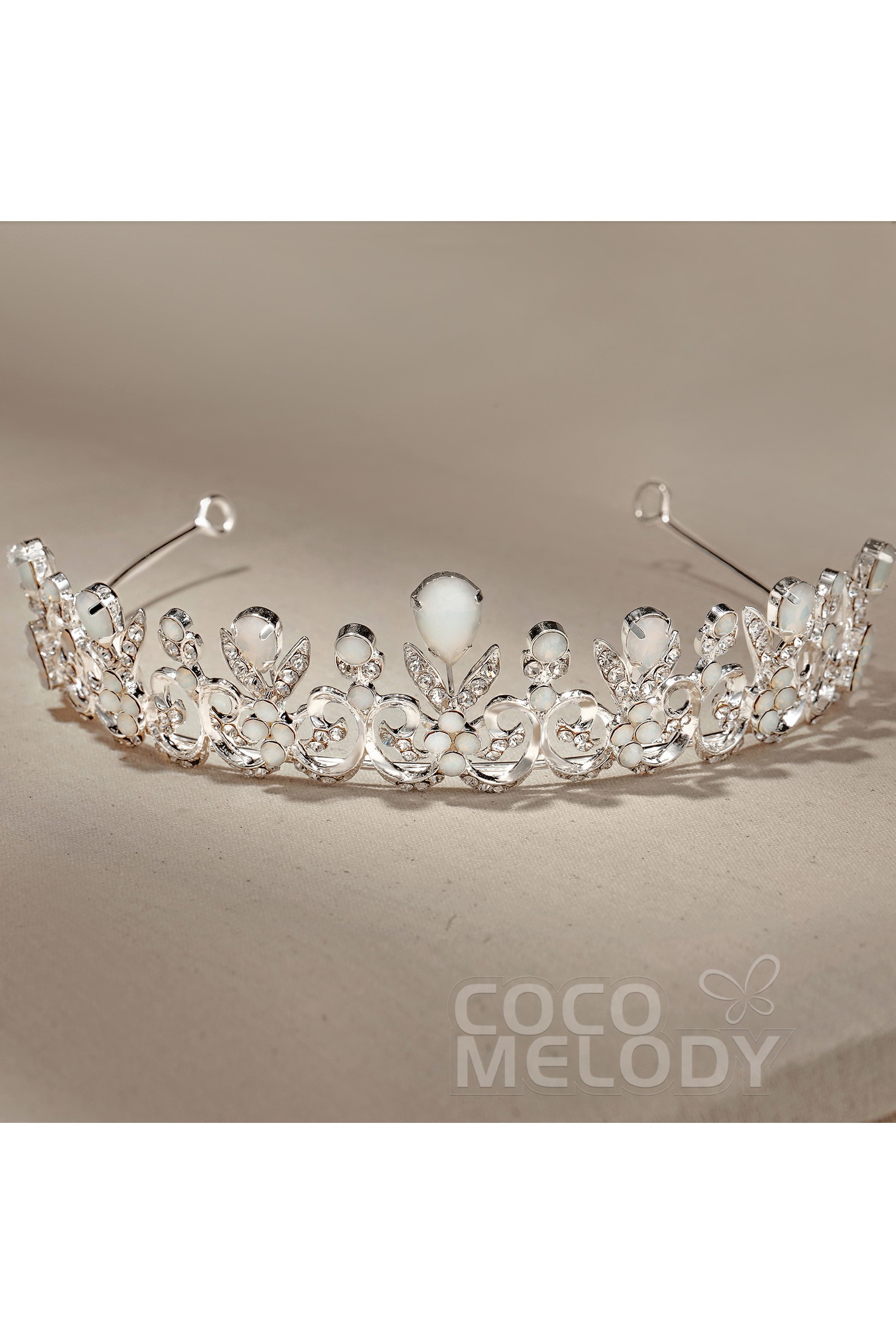Alloy Tiaras With Rhinestone And Opal