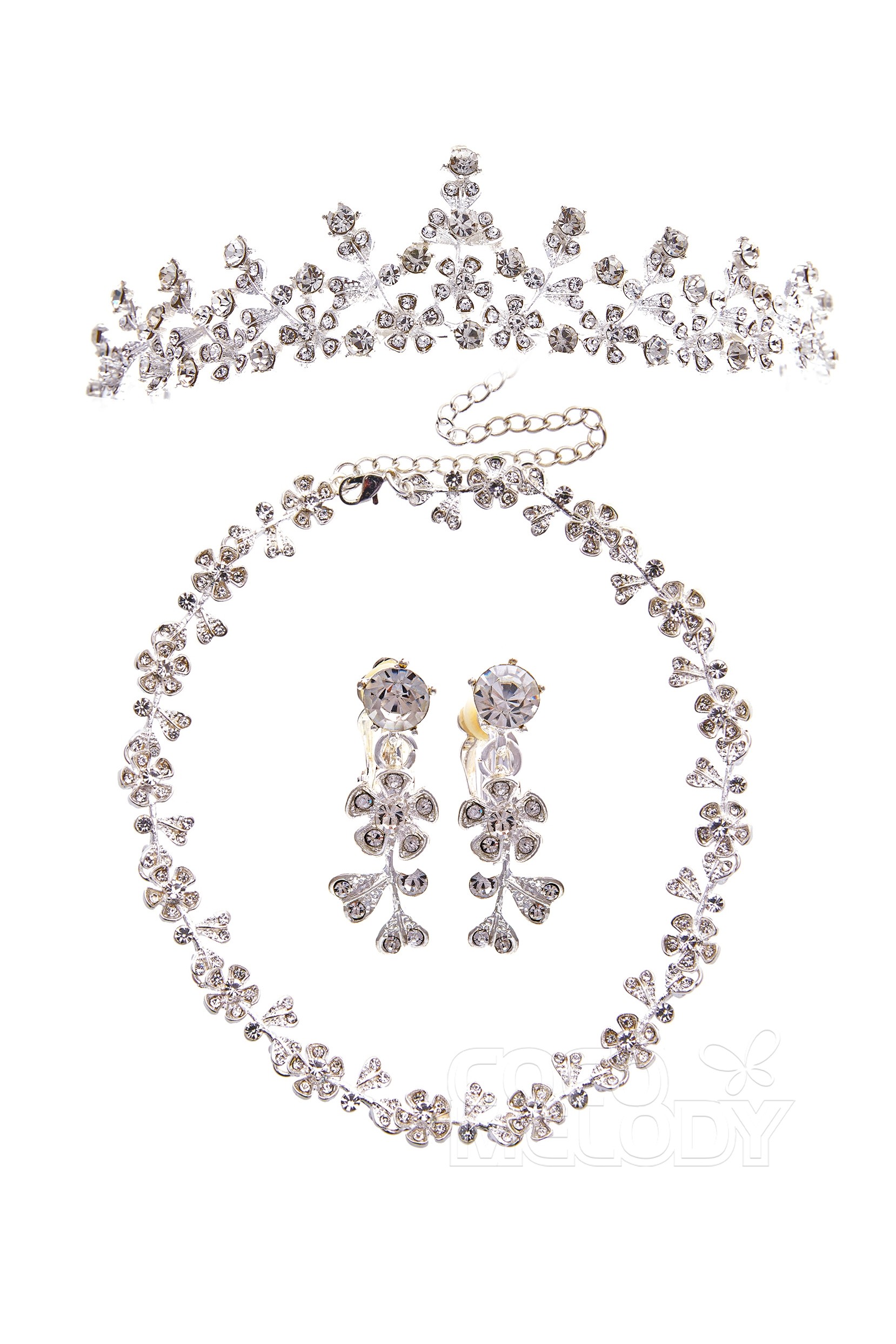 Rhinestone Wedding Tiara Necklace Earrings Jewelry