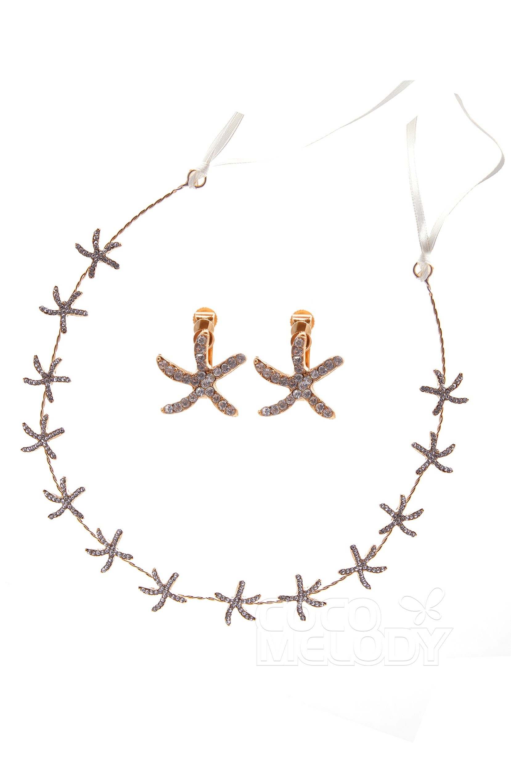 Alloy Rhinestone Wedding Headband Earrings Jewelry