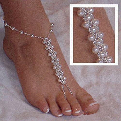 Pearl Barefoot Sandals Beach Wedding Foot Jewelry Anklet Ankle Bridal beach shoes