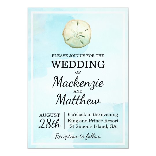 beach theme wedding invitations, sand dollar wedding invitations, beach wedding invitations, Simple Sand Dollar Beach Themed Wedding Invitation