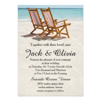 beach theme wedding invitations, beach chair wedding invitations, beach wedding invitation ideas